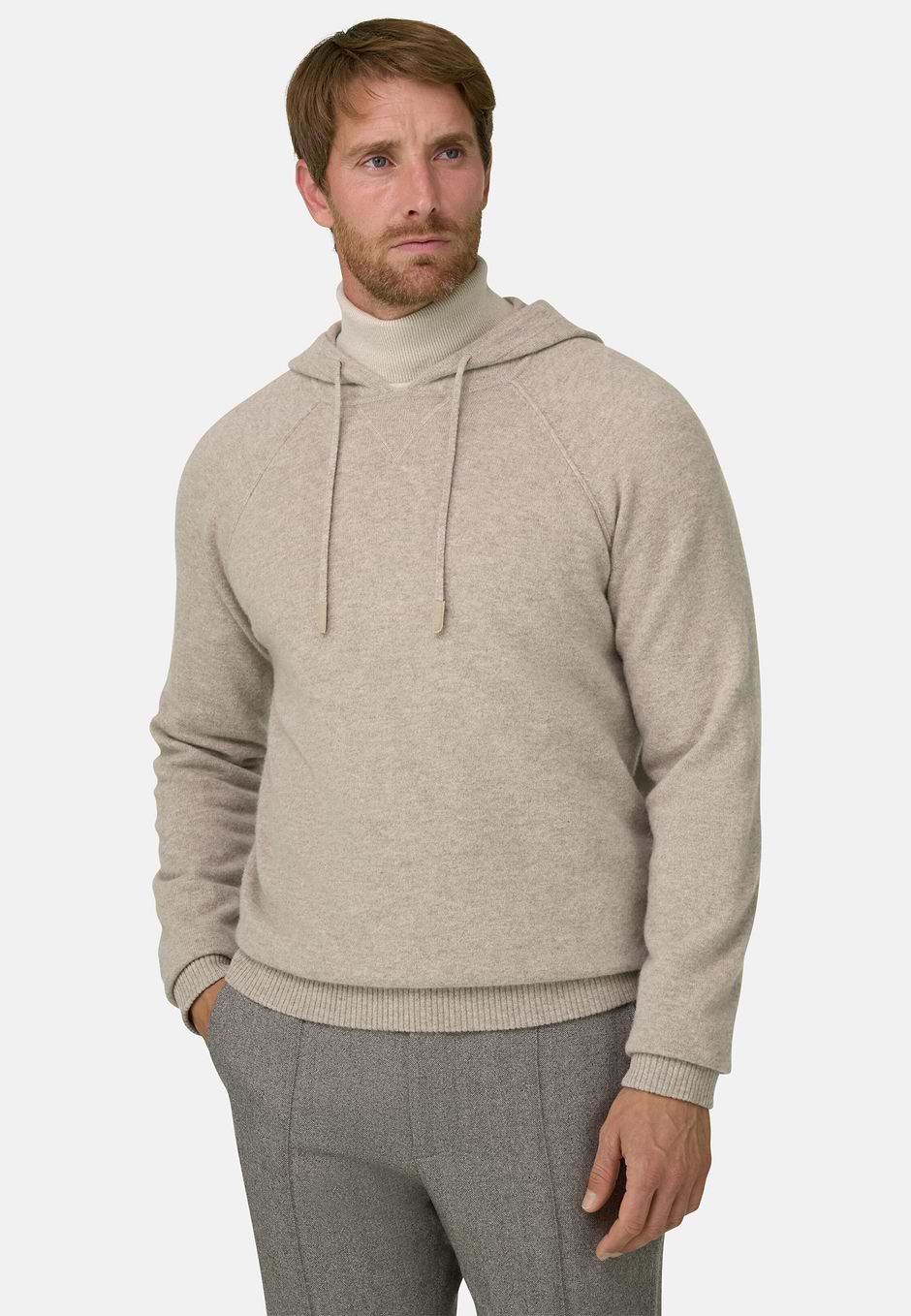 Knitted Sweatshirt in Merino Wool and Yak, Sand, hi-res
