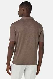 Stretch Linen Jersey Polo Shirt, Taupe, hi-res