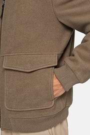 Bomber Jacket In Padded Wool, Taupe, hi-res