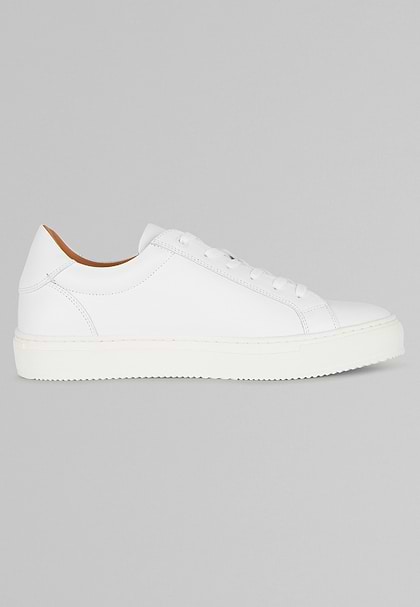 White Leather Trainers, White, hi-res