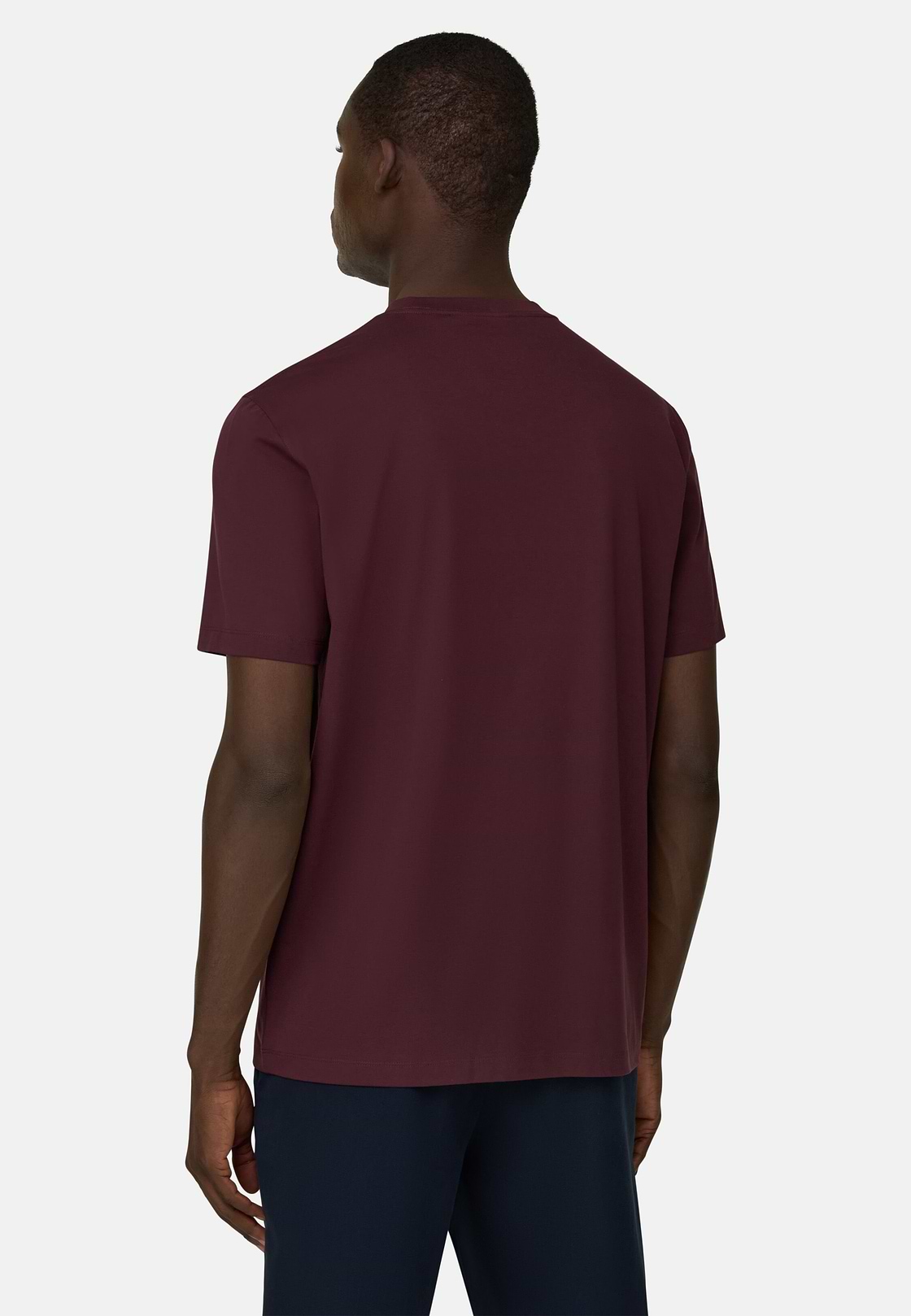 T-Shirt aus elastischer Supima-Baumwolle, Burgundy, hi-res, 3