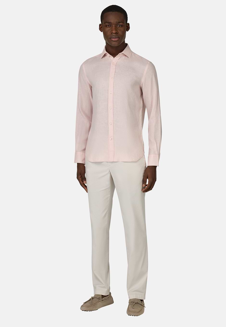 Regular Fit Linen Shirt, Pink, hi-res