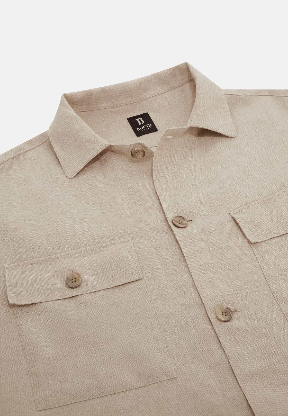 Linen Camp Overshirt, Sand, hi-res