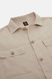 Linen Camp Overshirt, Sand, hi-res
