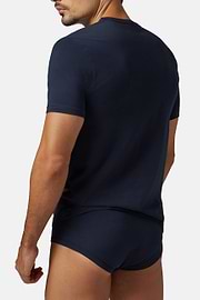 T-shirt Aus Elastischem Baumwolljersey, Navy blau, hi-res