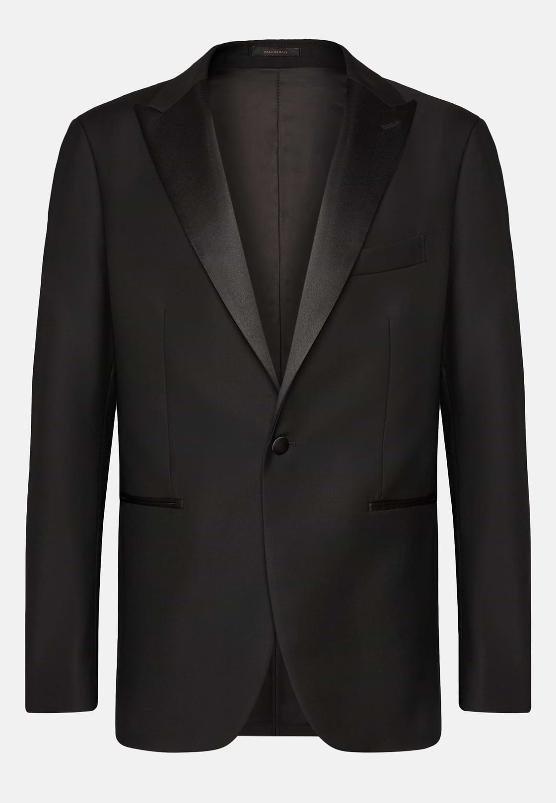 Black Wool Tuxedo with Spear Rever, , hi-res