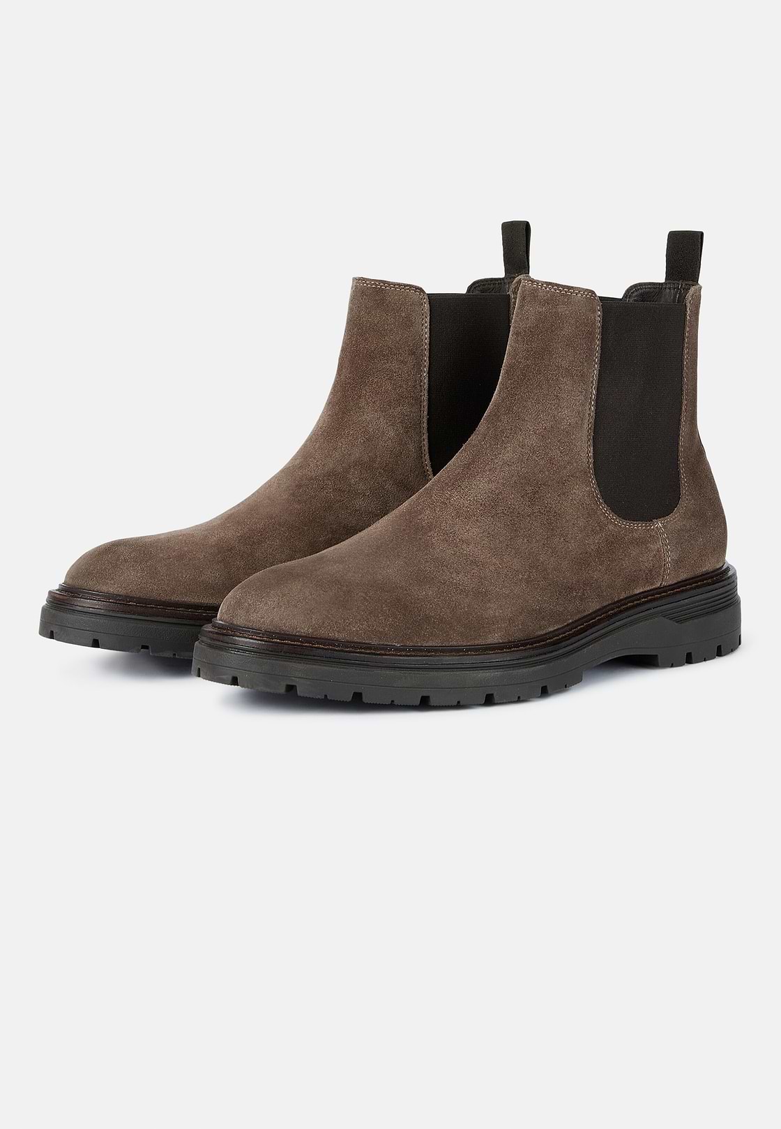 Suede Leather Ankle Boots, Taupe, hi-res