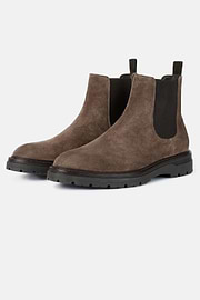 Suede Leather Ankle Boots, Taupe, hi-res
