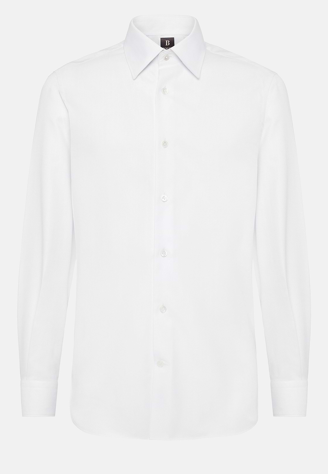 Camisa De Sarga De Algodón Corte Regular, Blanco, hi-res