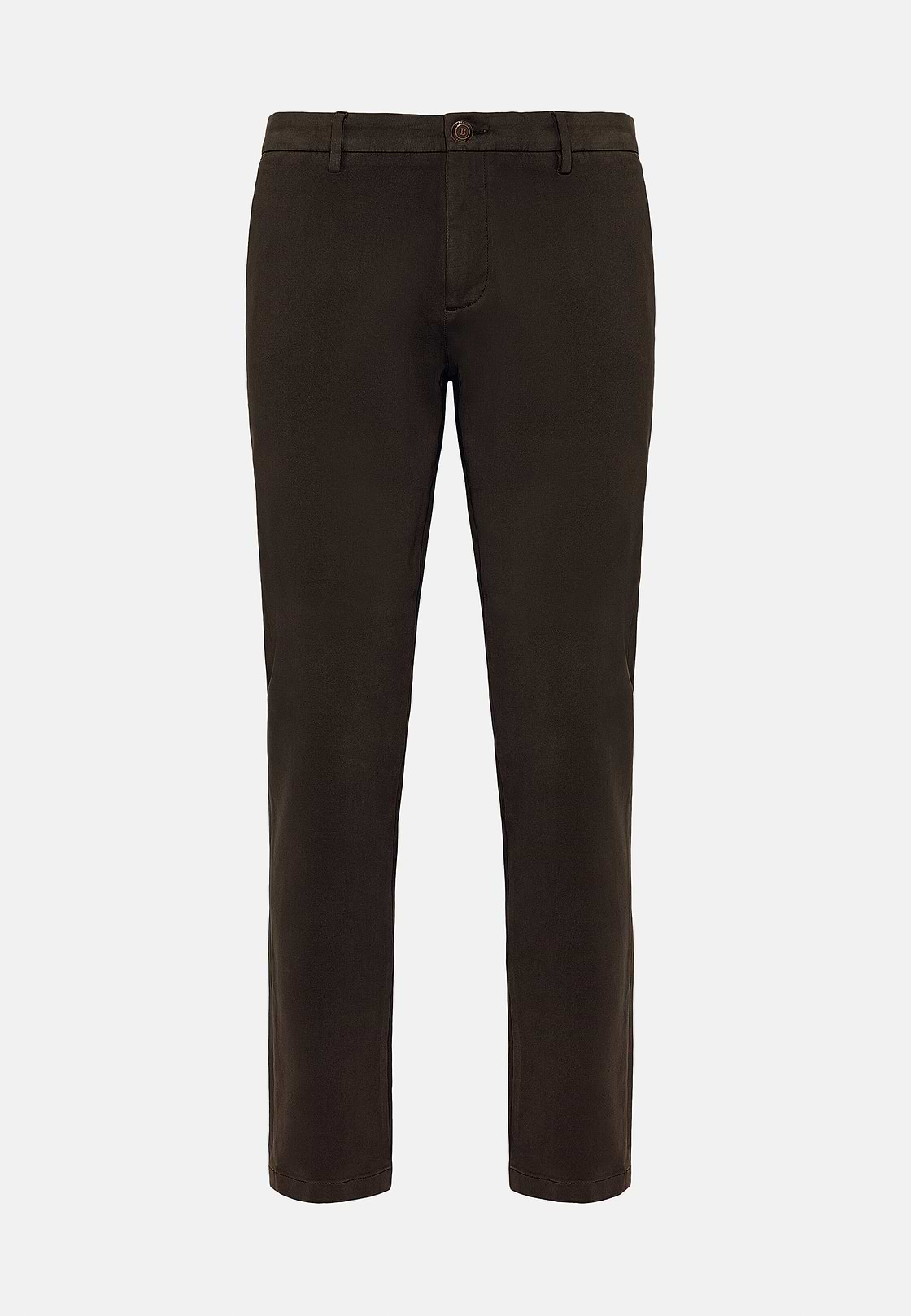 Stretch Cotton Trousers, Brown, hi-res