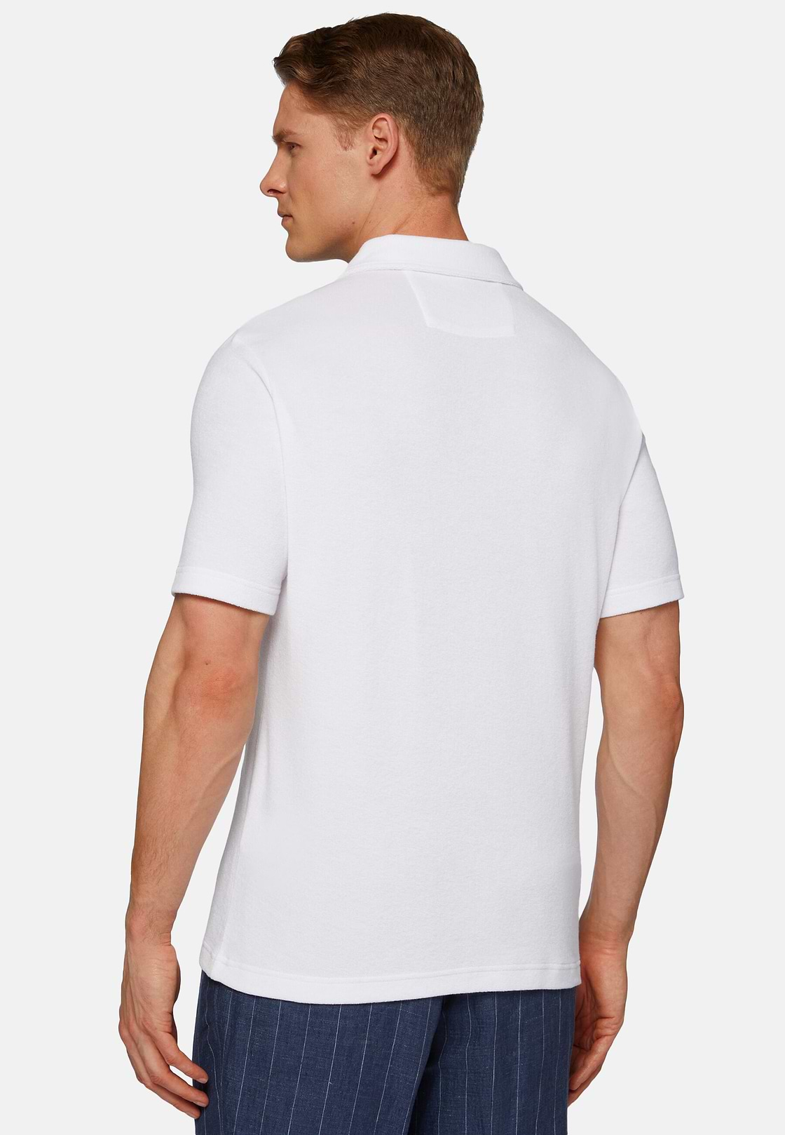 Cotton/Nylon Polo Shirt, White, hi-res