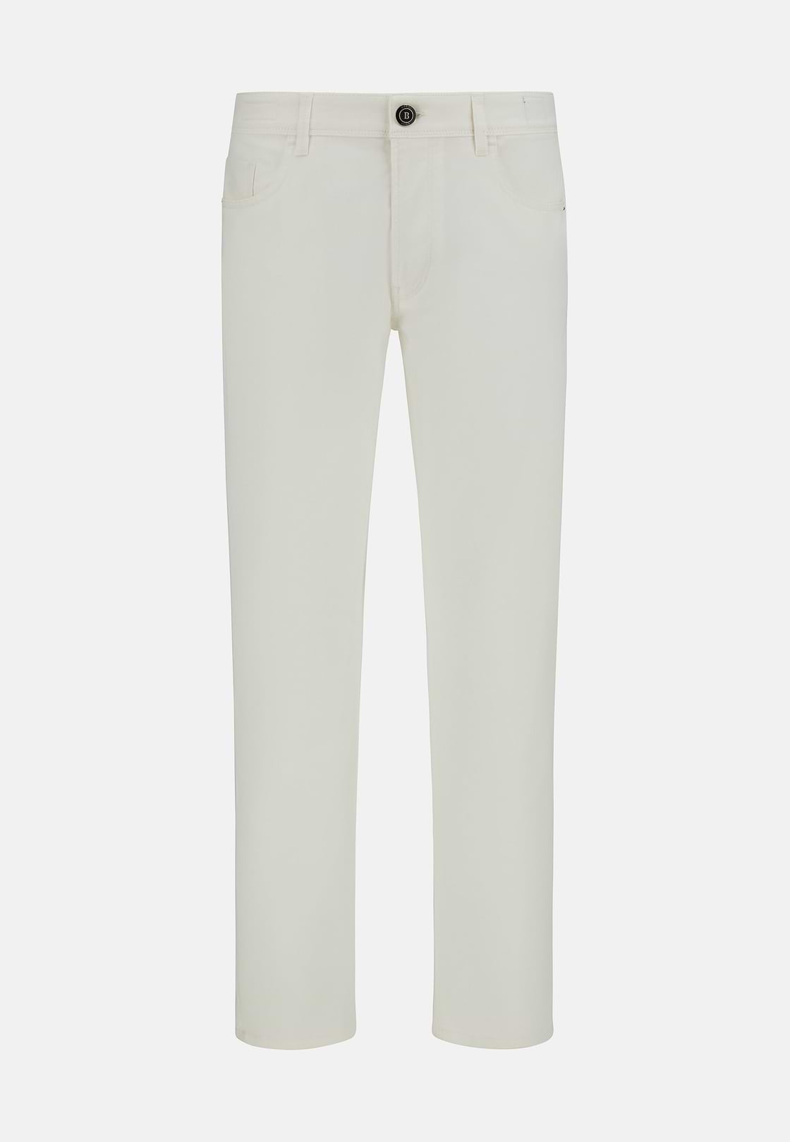 Jeans In Cotone Tencel Elasticizzato, Bianco, hi-res