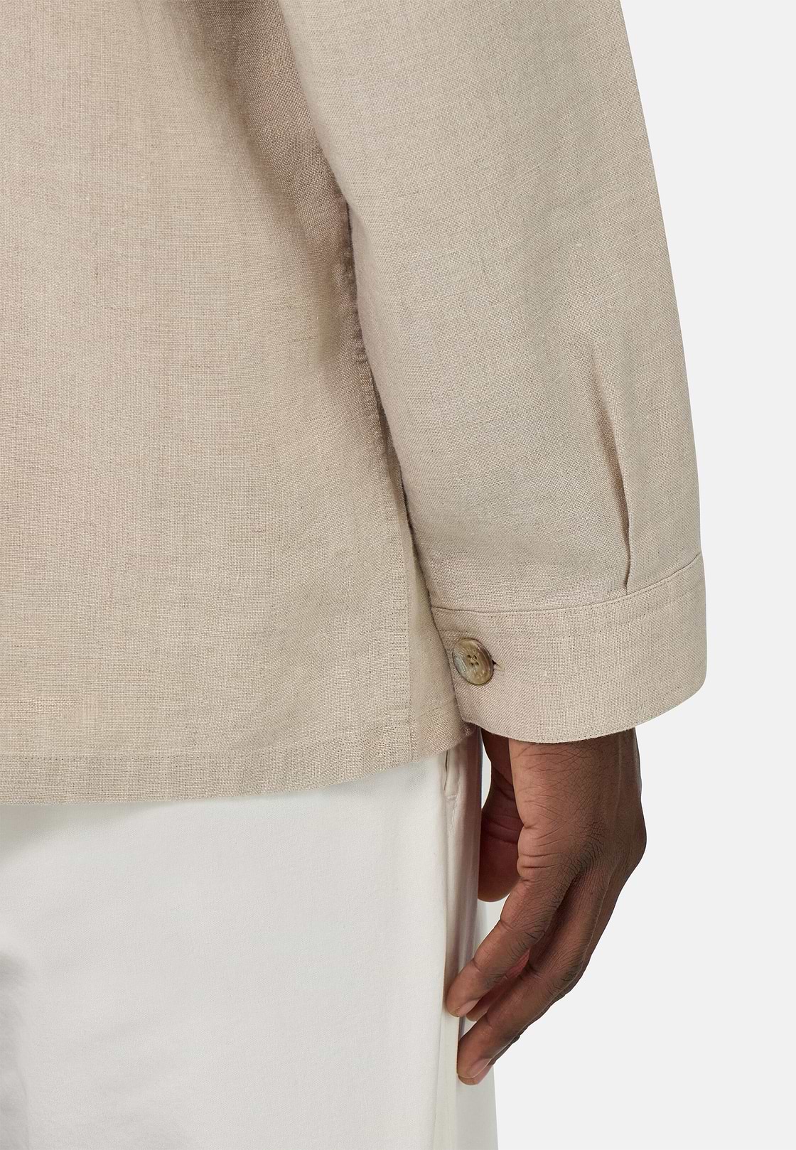 Linen Camp Overshirt, Sand, hi-res