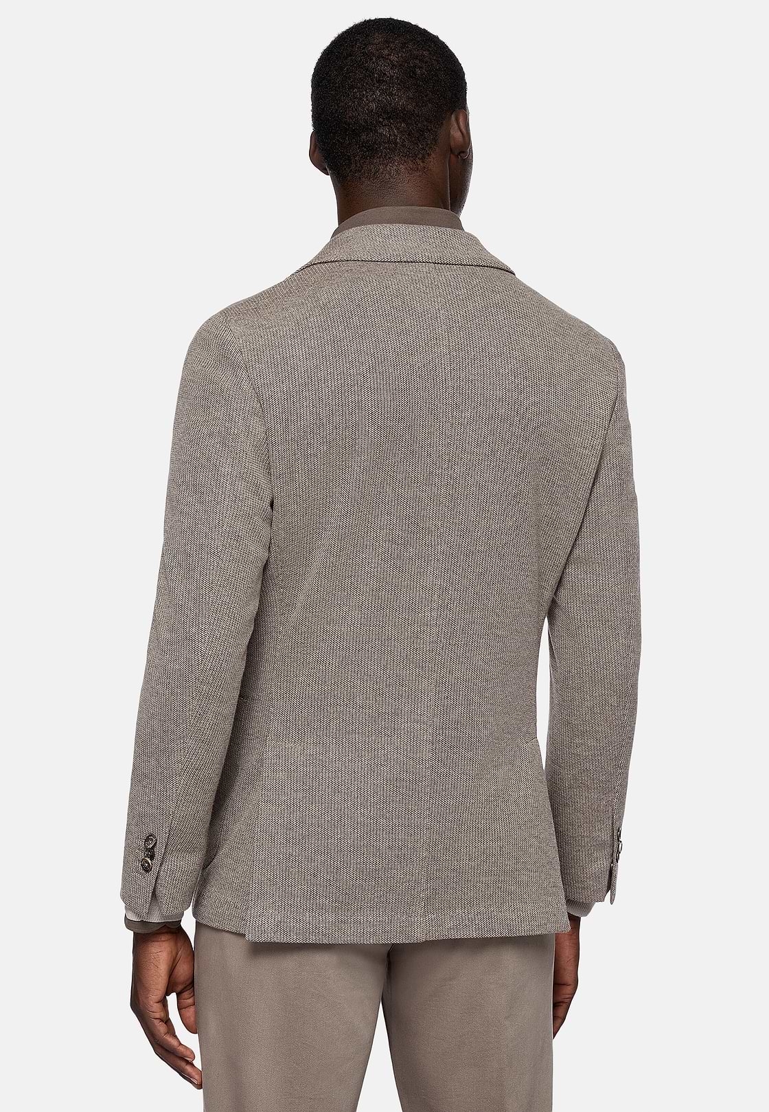 Veste Gris Tourterelle B Jersey En Mélange De Coton Et Laine, Taupe, hi-res