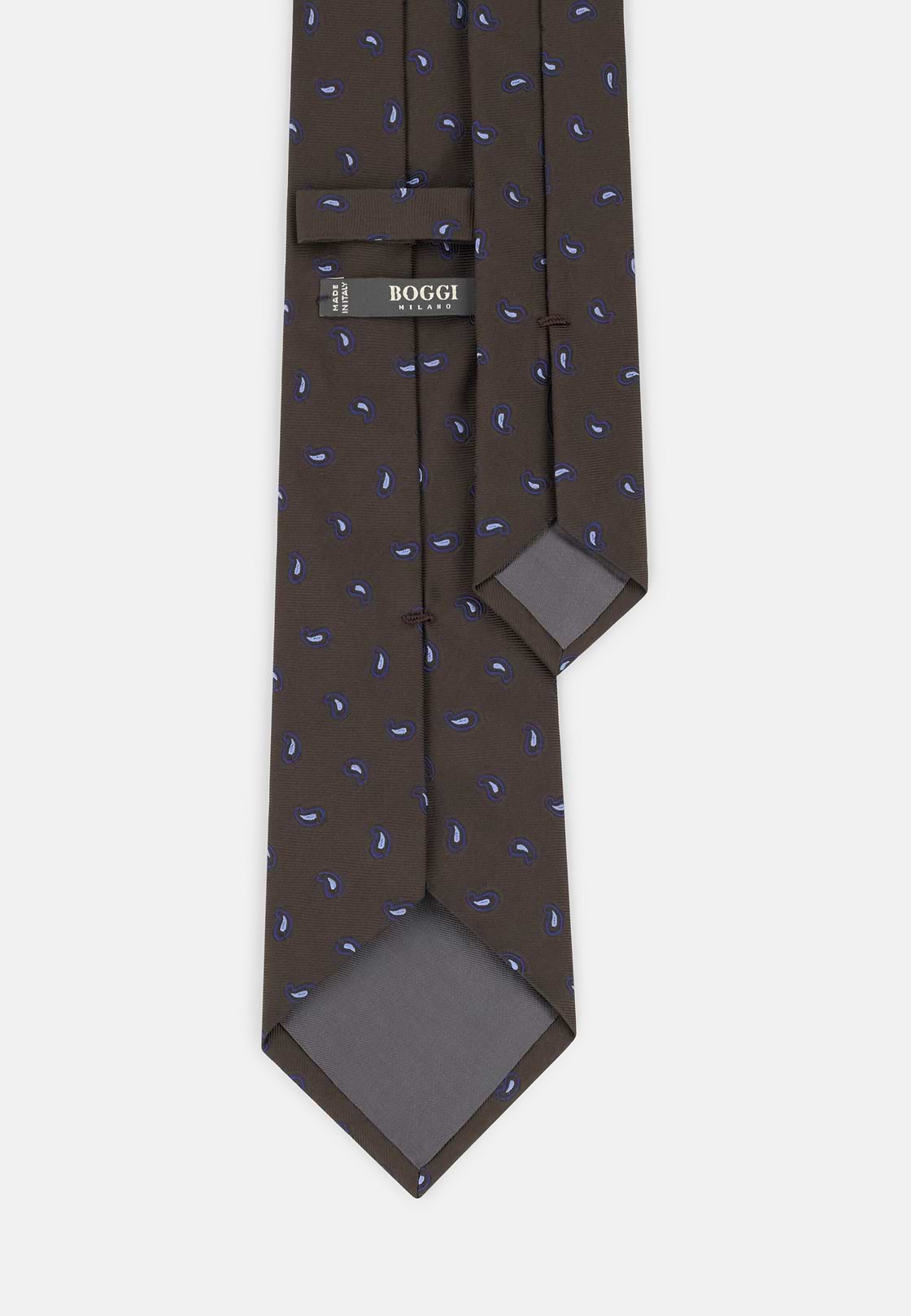 Tie Jacquard Micro Paisley Pattern Silk, Dark brown, hi-res, 3
