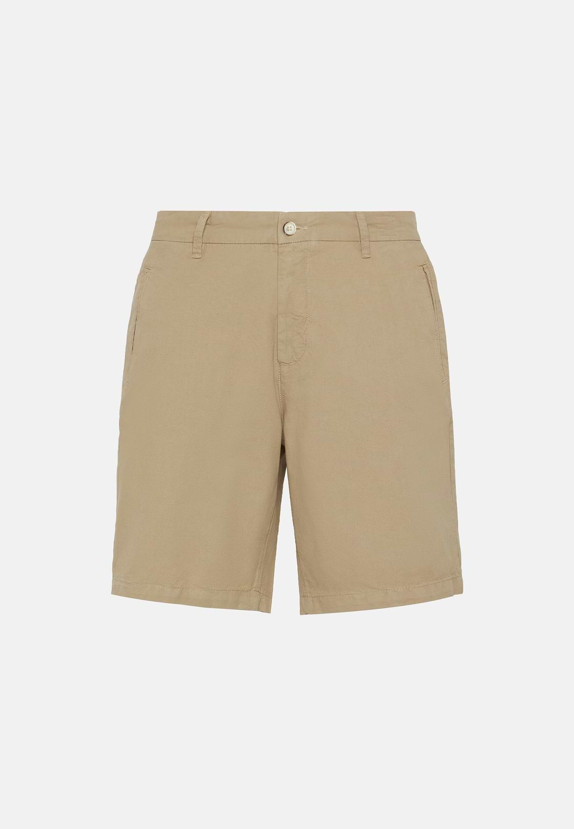 Cotton Linen Bermuda Shorts, Beige, hi-res