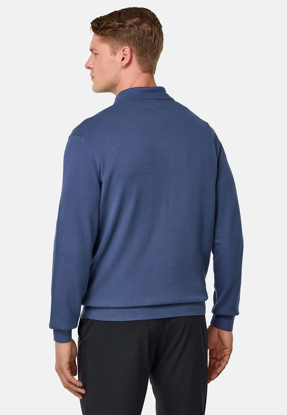 Cotton Crew Neck Jumper, Indigo, hi-res