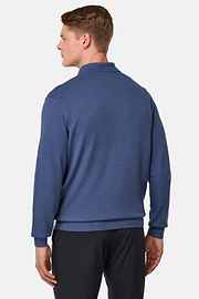 Cotton Crew Neck Jumper, Indigo, hi-res