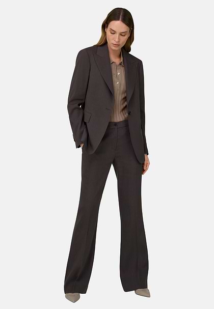 Linen Blend Jacket, Brown, hi-res