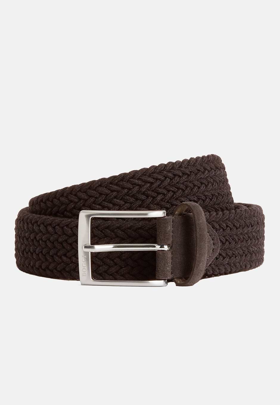 Viscose Mix Stretch Woven Belt, Dark brown, hi-res