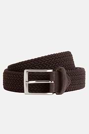 Ceinture Tressée Extensible En Viscose Mélangée, Marron foncé, hi-res