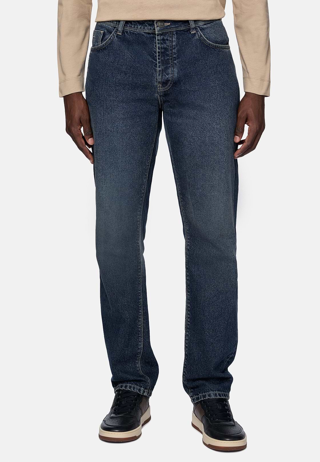 Jean En Denim Extensible Bleu Foncé, Bleu Foncé, hi-res