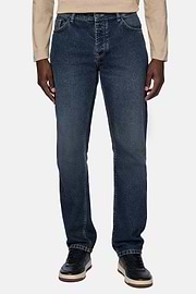 Jean En Denim Extensible Bleu Foncé, Bleu Foncé, hi-res