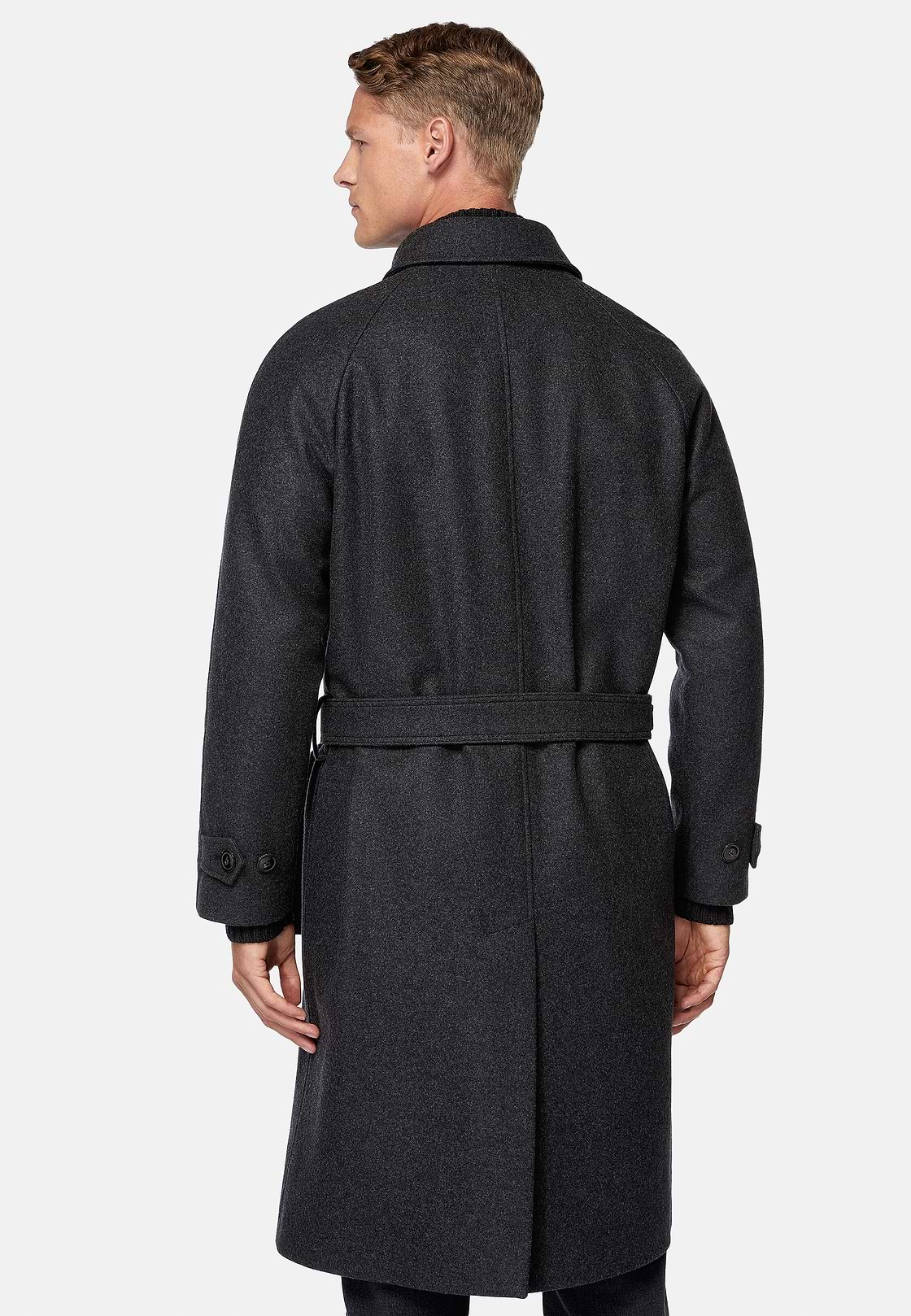 Single-breasted Wool Coat, Charcoal, hi-res