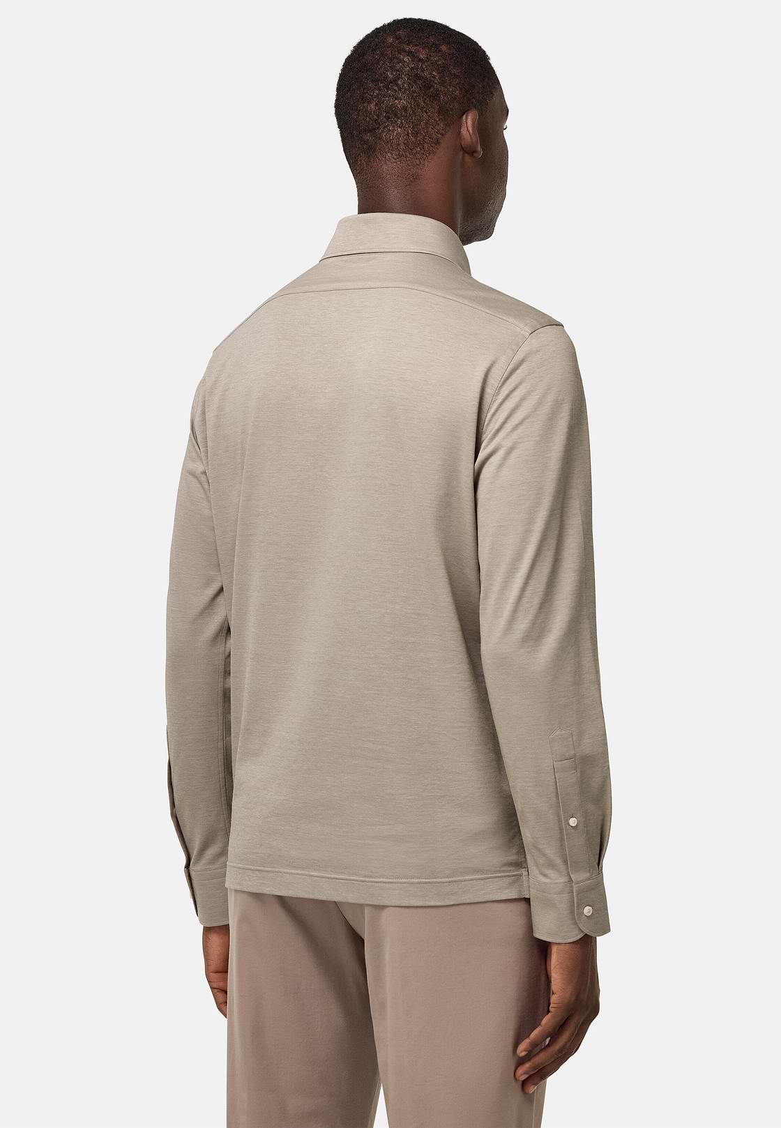 Japanese Jersey Polo Shirt, Taupe, hi-res