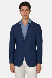 Giacca In Lino E Cotone Melange, Blu, thumb, 2