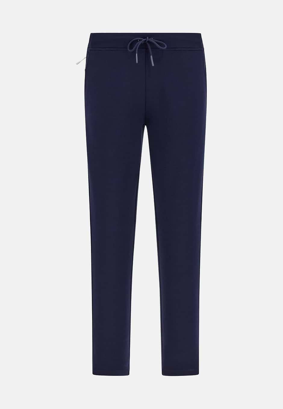 Lightweight Scuba Cotton Blend Trousers, Navy blue, hi-res