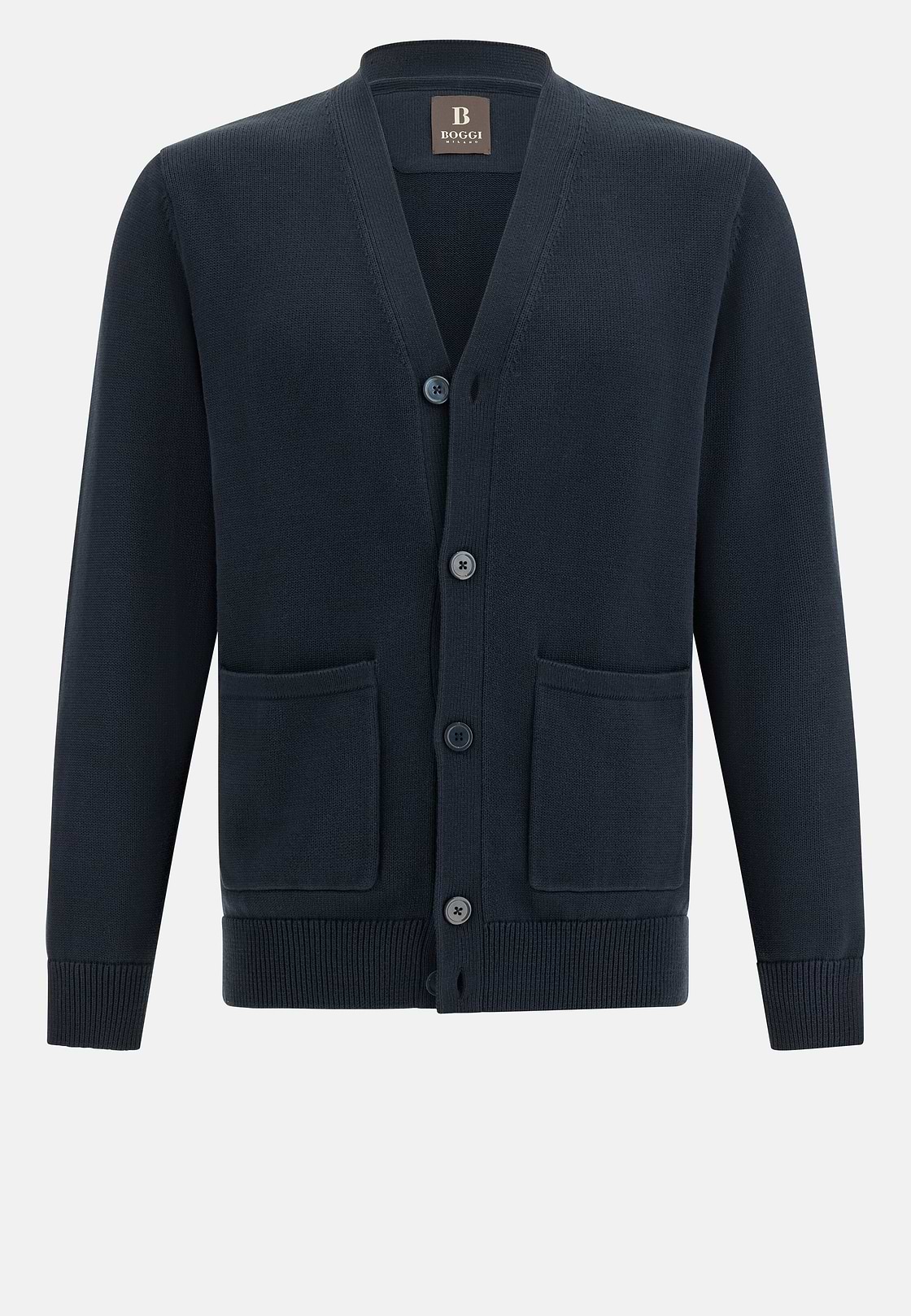 100% Organic Cotton Knitted Cardigan, Navy blue, hi-res