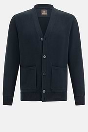 100% Organic Cotton Knitted Cardigan, Navy blue, hi-res