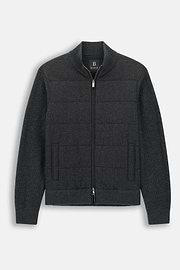 Full-Zip Jumper in Cashmere Blend, Charcoal, thumb, 5