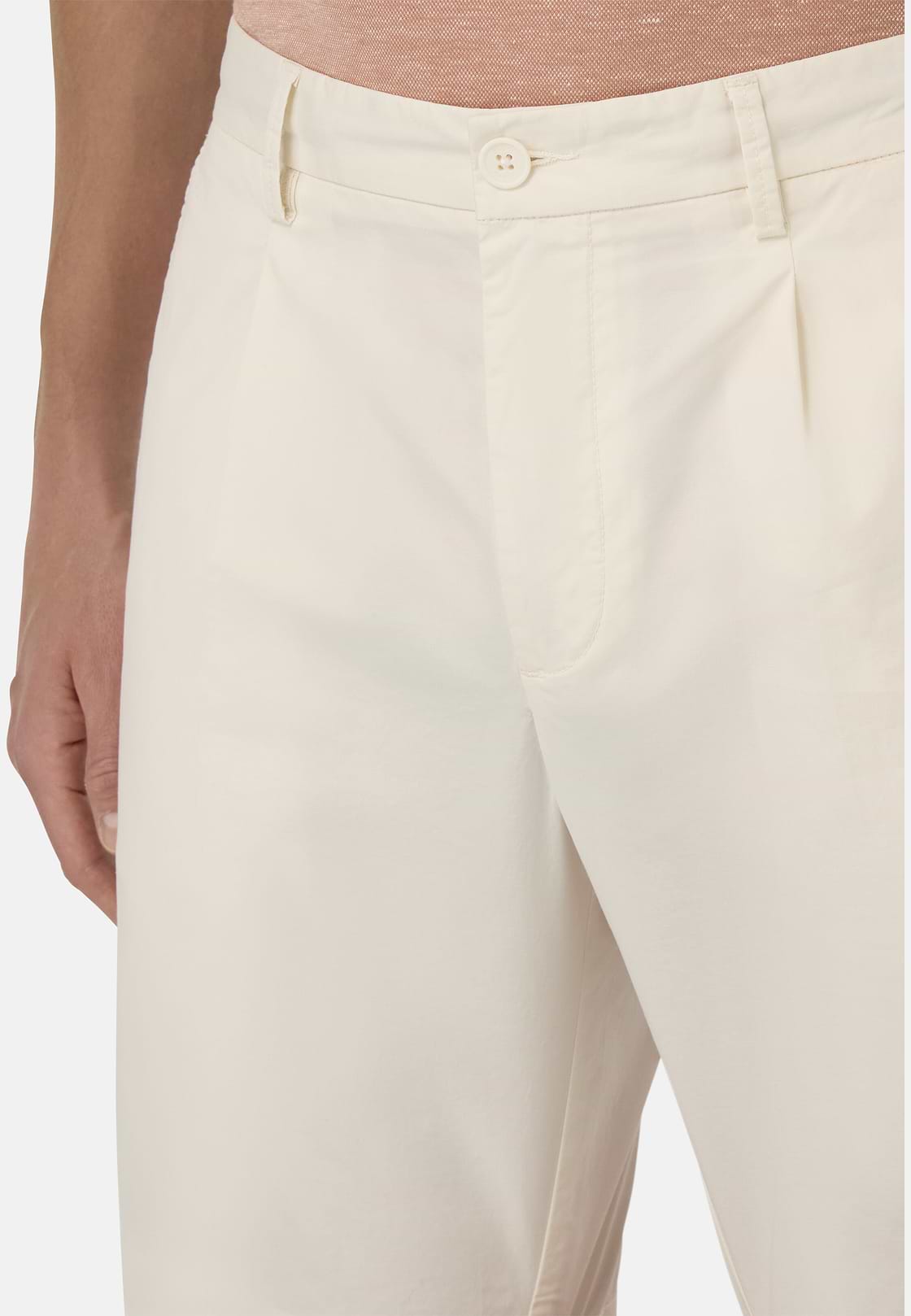 Stretch Cotton Bermuda Shorts, White, hi-res