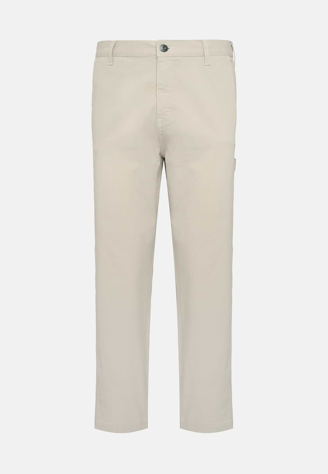 Pantalon En Coton Extensible, Crème, hi-res