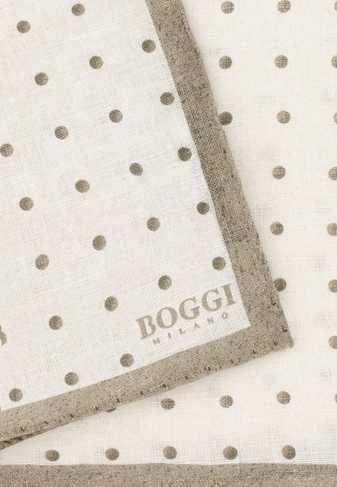 Polka Dot Linen Pocket Square, Taupe, hi-res, 3
