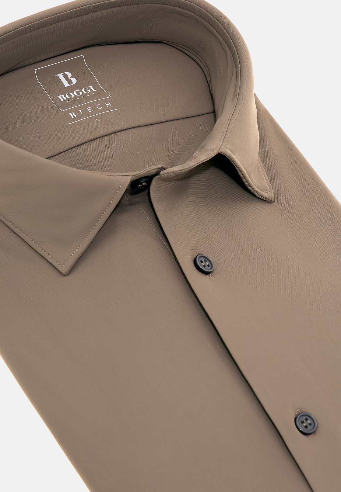 Slim Fit Stretch Nylon Shirt, Taupe, hi-res