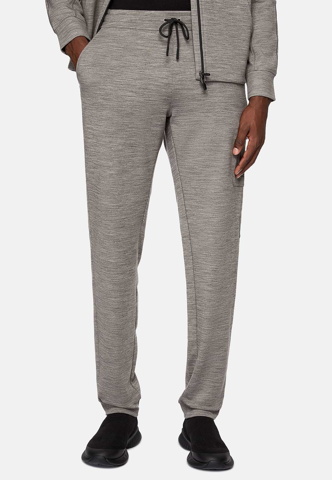 Lightweight Wool Blend Scuba Trousers, Grey, hi-res