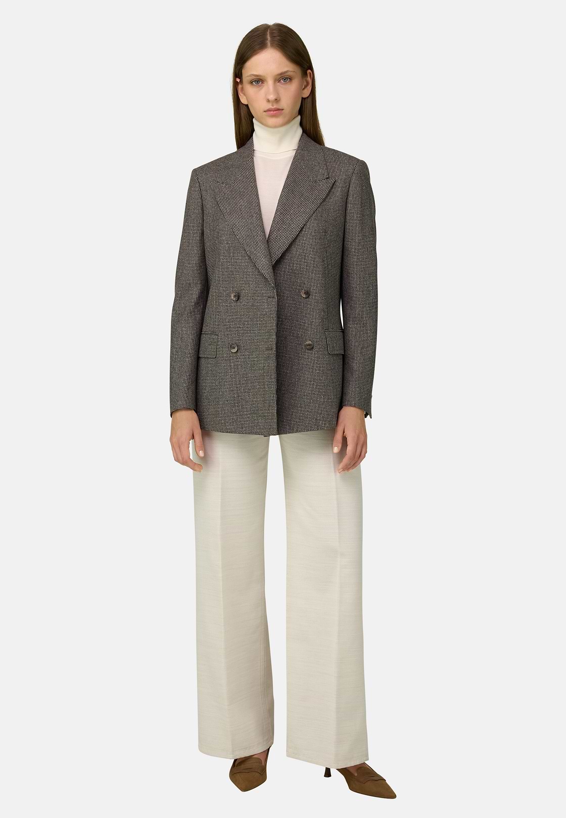 Blazer Double-Breasted in Wool, Taupe, hi-res, 2