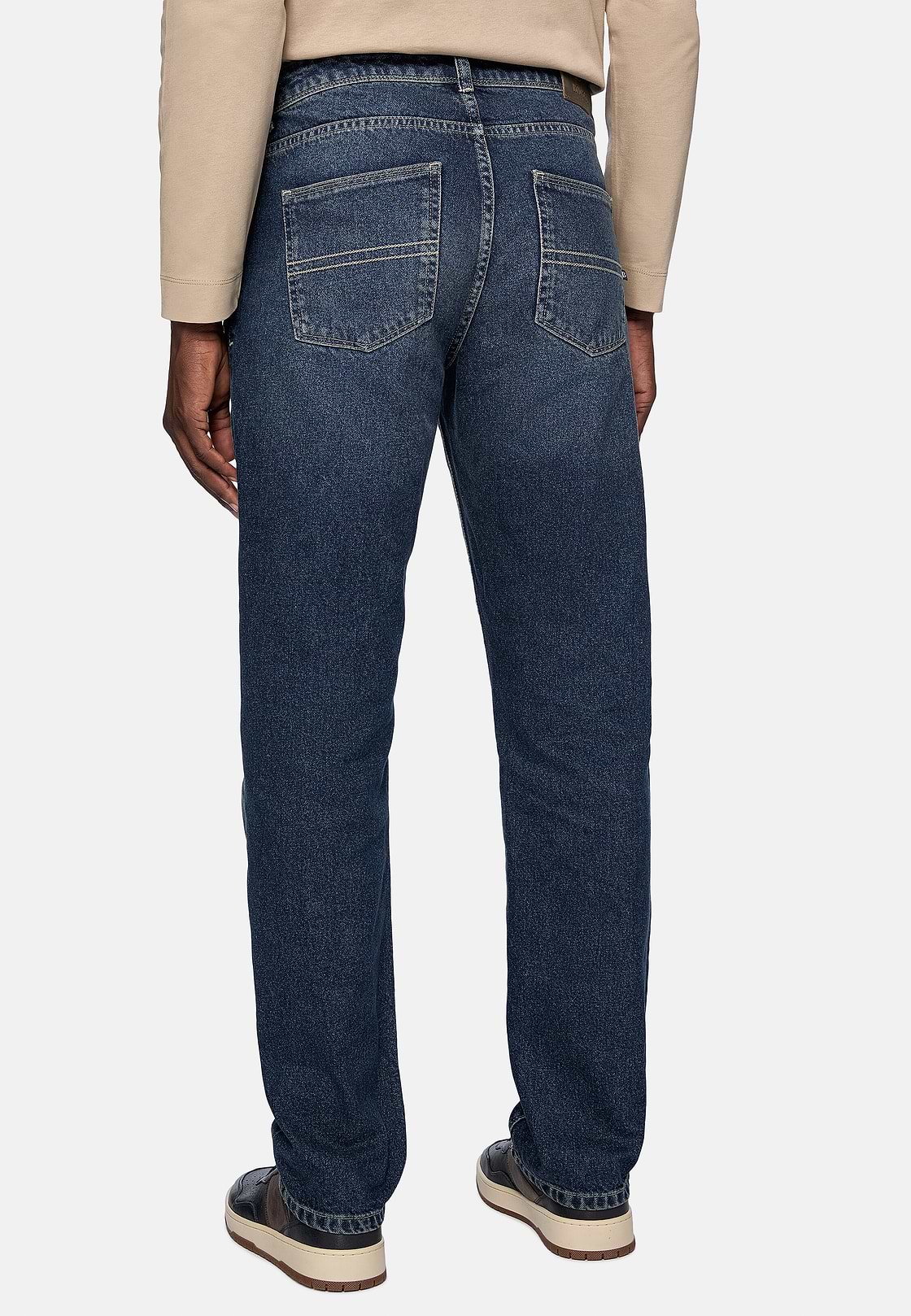 Jean En Denim Extensible Bleu Foncé, Bleu Foncé, hi-res