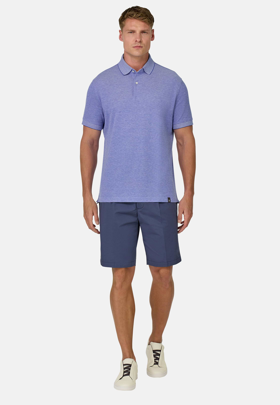 Stretch Cotton Bermuda Shorts, Air-blue, hi-res