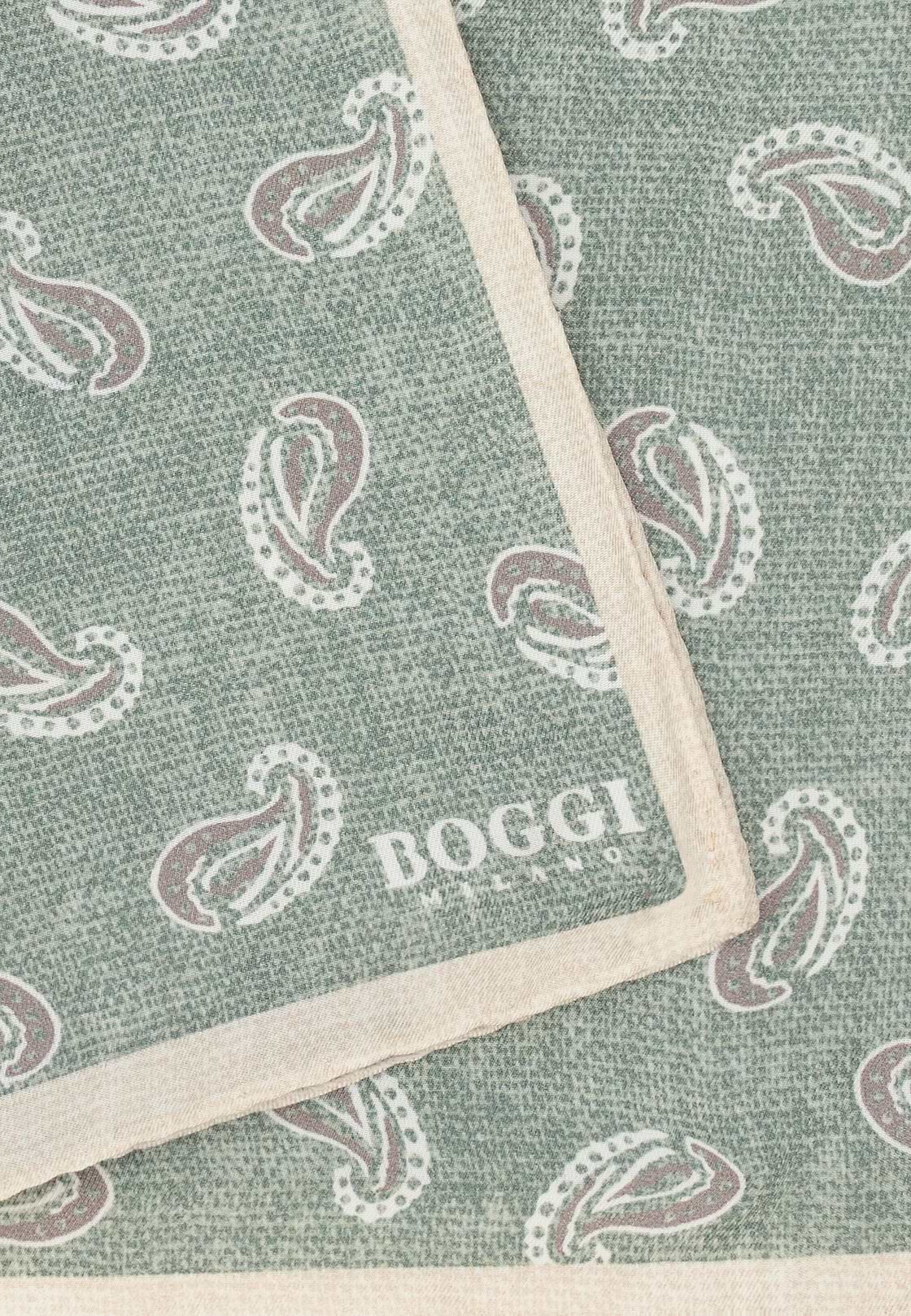 Paisley Print Silk Pocket Square, Green, hi-res, 3