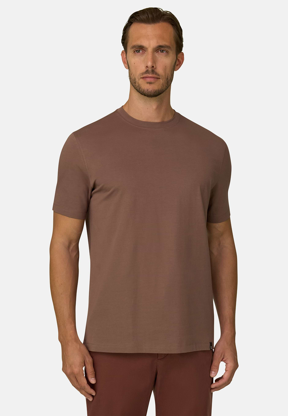 Camiseta en Jersey de Algodón Supima Elástico, marrón, hi-res