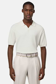 Polo Di Maglia In Cotone Seta, Bianco, hi-res