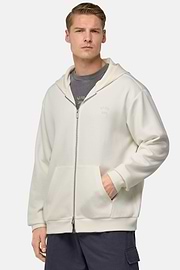 Cotton Blend Full-Zip Sweatshirt, Cream, hi-res