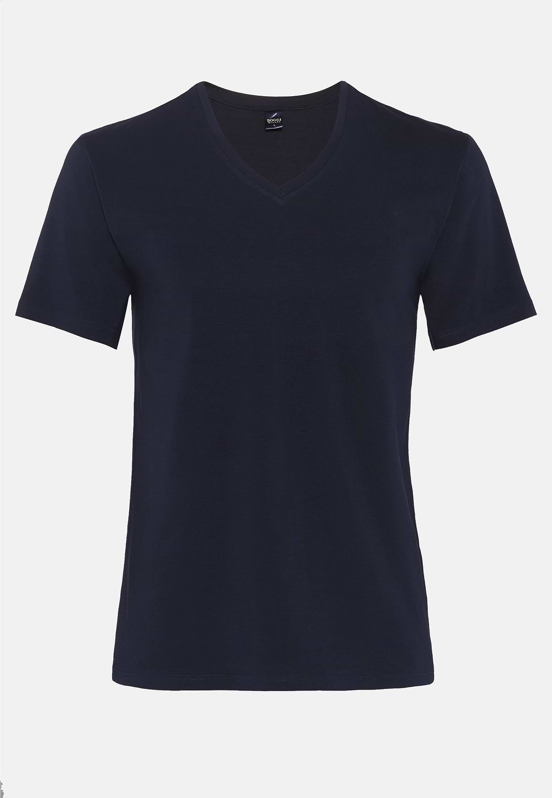T-shirt Aus Elastischem Baumwolljersey, Navy blau, hi-res, 1