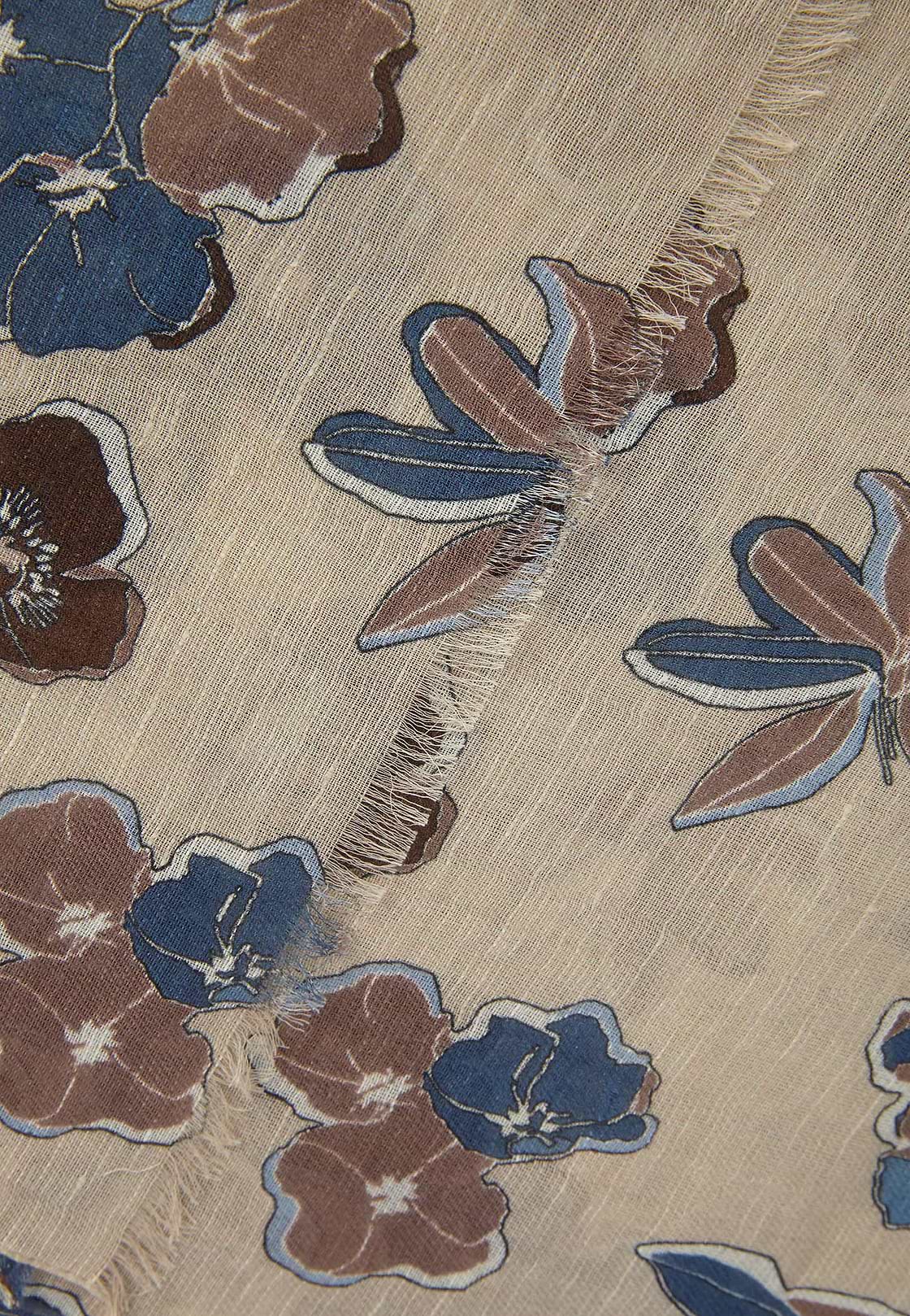 Floral Print Cotton/Linen Scarf, , hi-res, 2
