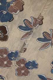 Floral Print Cotton/Linen Scarf, , thumb, 2