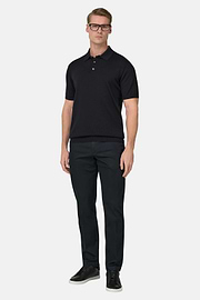 Pantaloni In Cotone Tencel Elasticizzato, Nero, thumb, 2